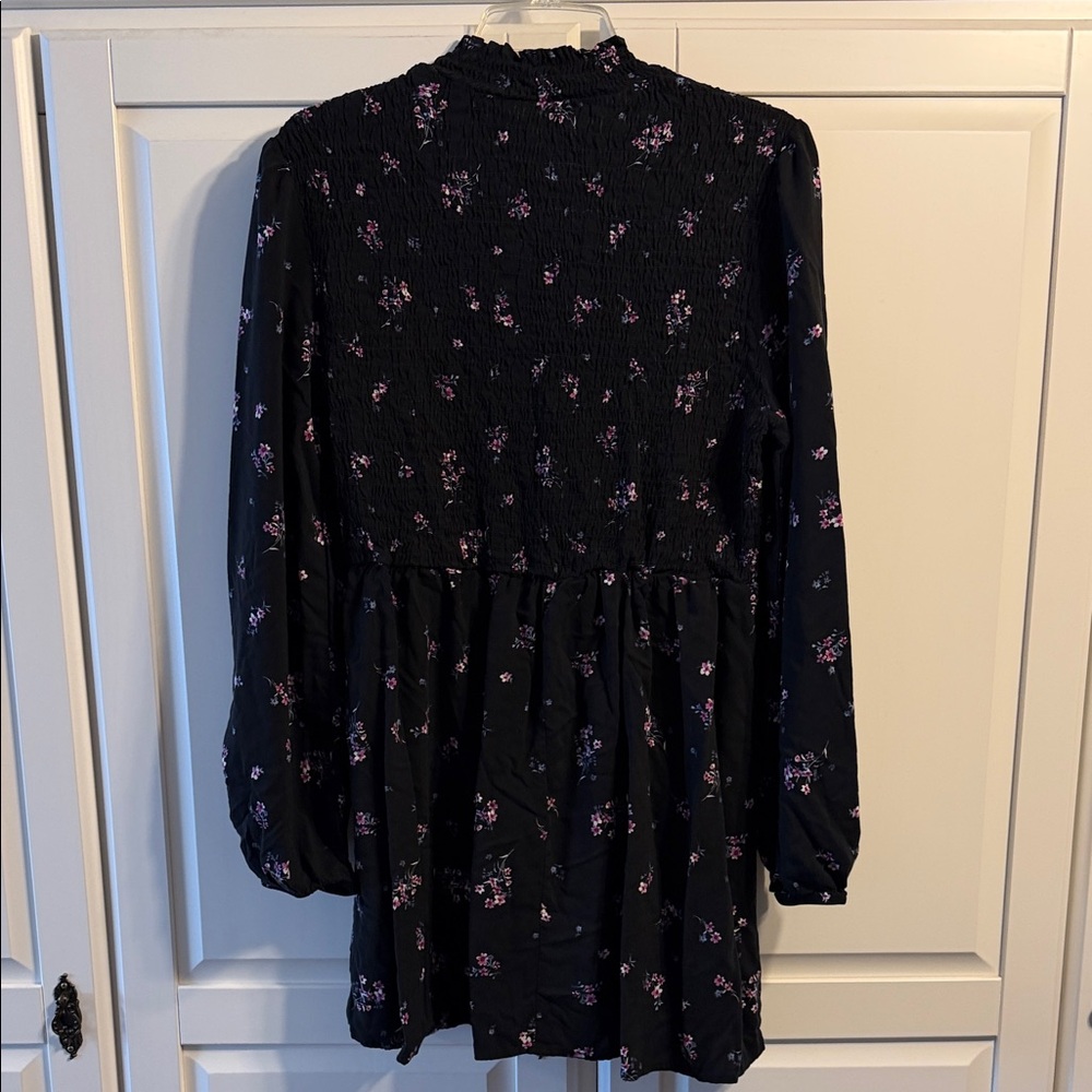 Wild Fable Black Floral High-neck Babydoll Dress - Picture 8 of 8